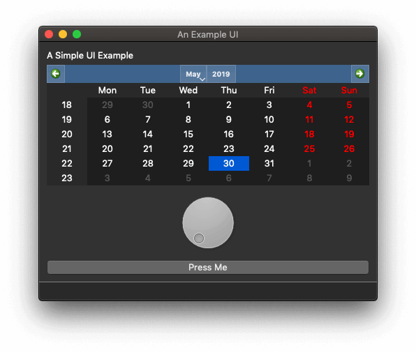 Example app on MacOS Mojave in Dark Mode — PyQt 5.12.2