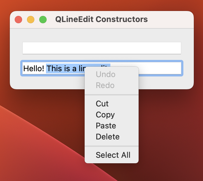 QLineEdit context menu