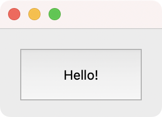 Window with a single button, with the text Hello! Click to change the text.