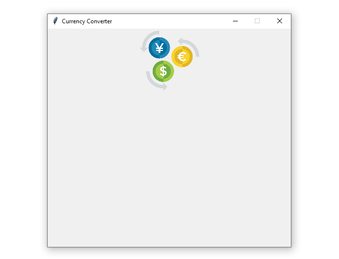 Currency converter window with logo