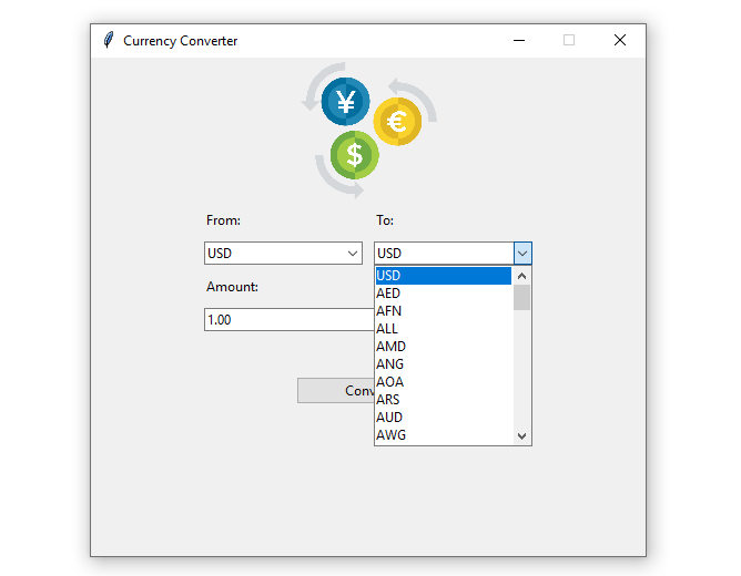 Populating the *To* Currency Combo Box