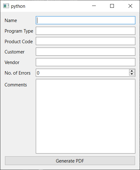 The form layout