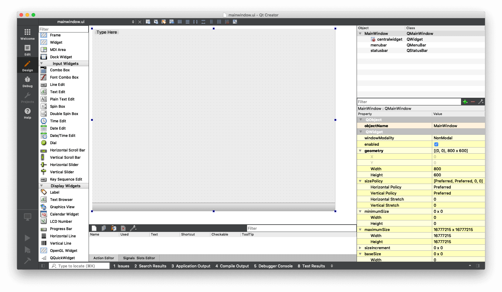 Qt Designer — Blank Canvas