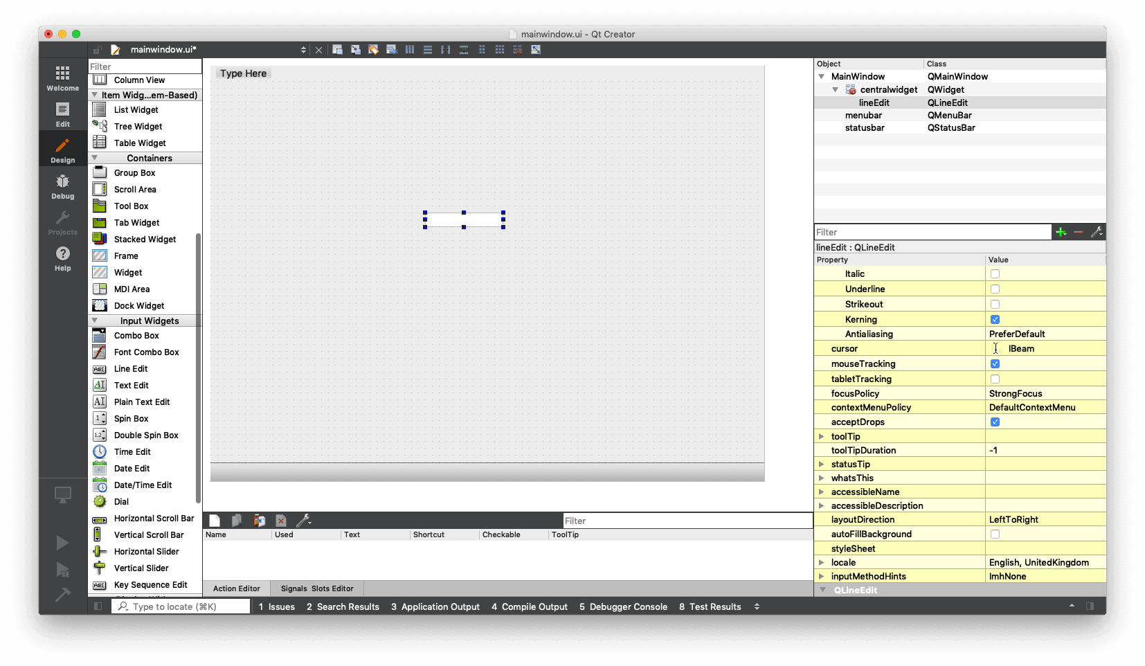 Qt Designer — Line Edit on MainWindow