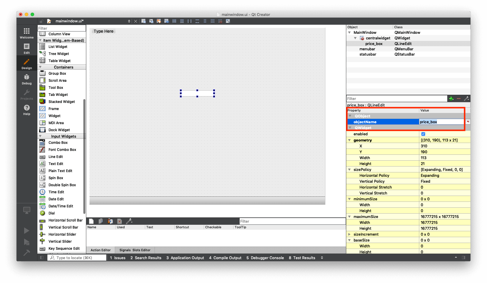 Qt Designer — Editing the objectName
