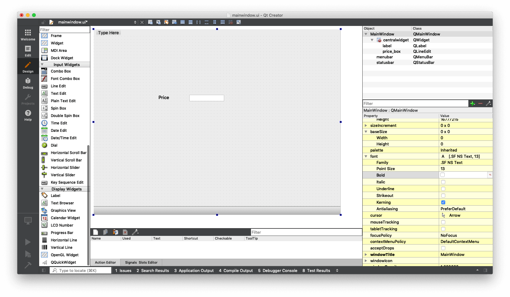 Qt Creator — QLabel font properties