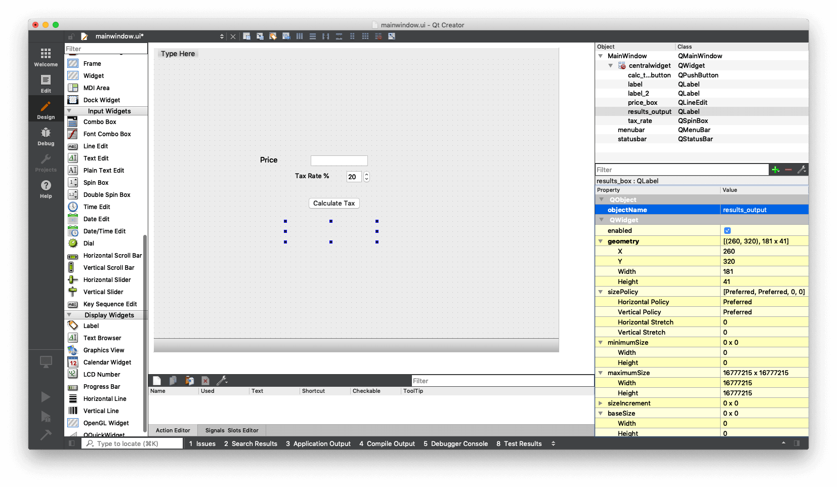 Qt Designer — QLabel as output
