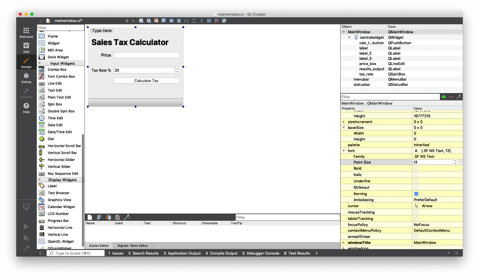 Qt Designer — Form Layout applied