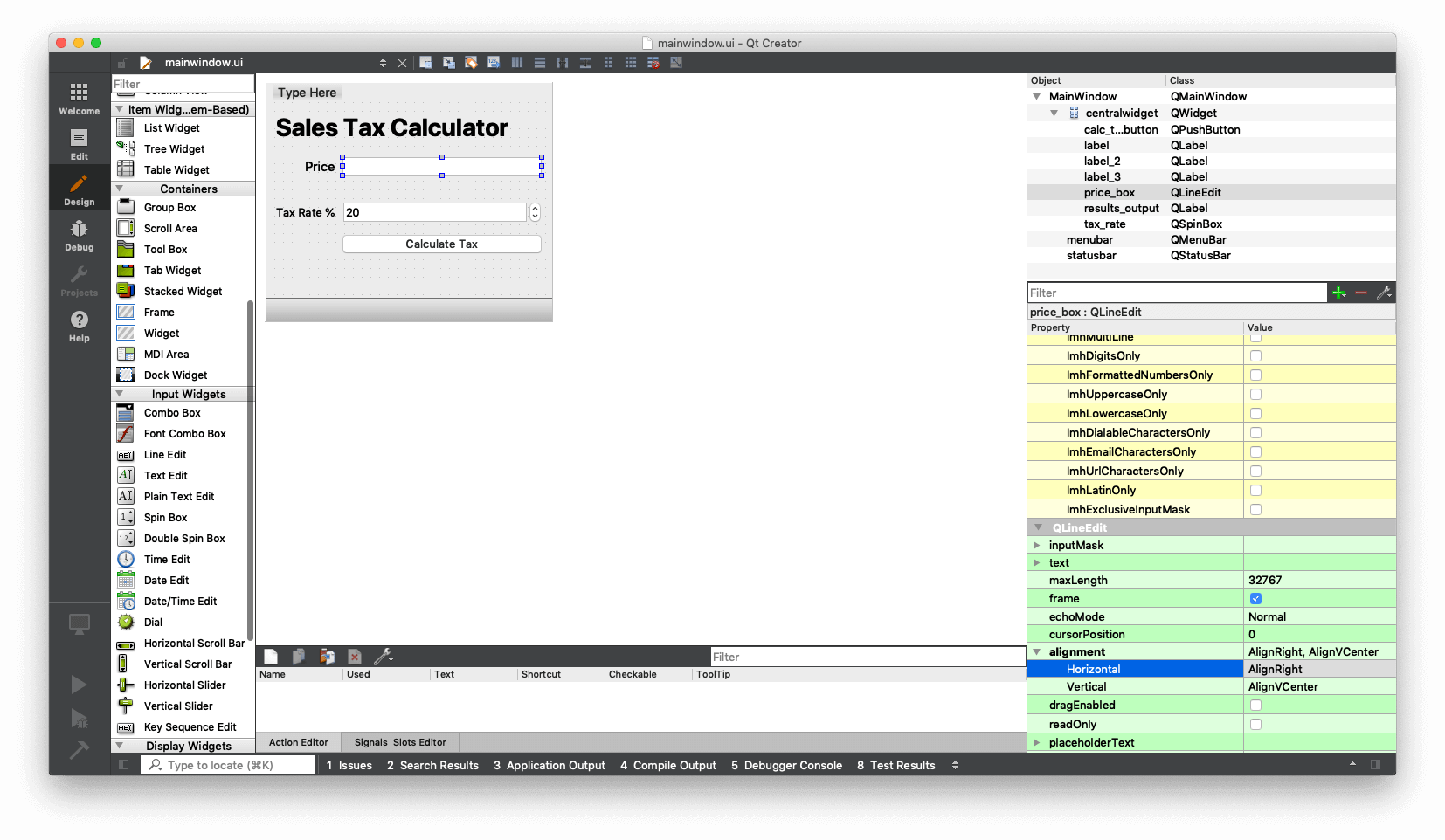 Qt Designer — Setting alignment on an input