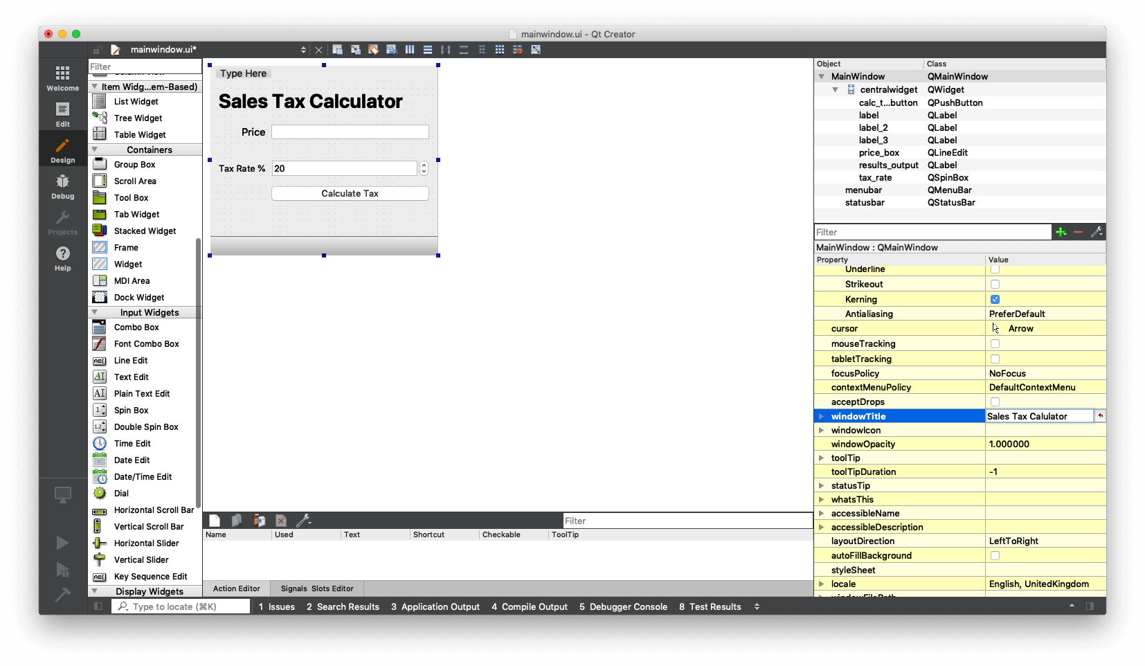 Qt Designer — Setting the windowTitle