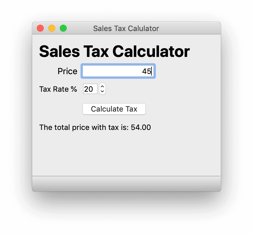 Simple Tax Calculator — Running, with logic