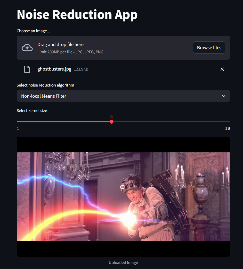 The algorithm selection and configuration widgets shown in the app
