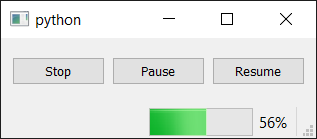Progress bar with pause, resume and stop buttons
