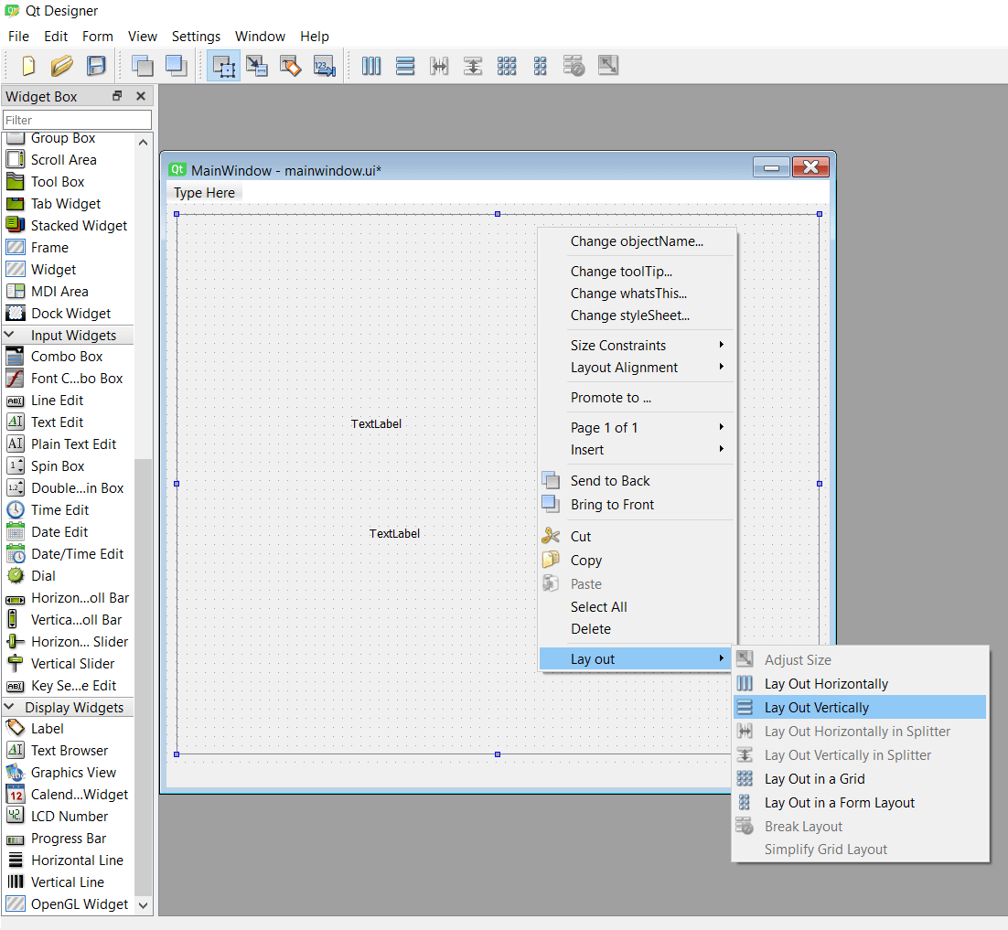 Add Labels to The Scroll Area And Set the Layout