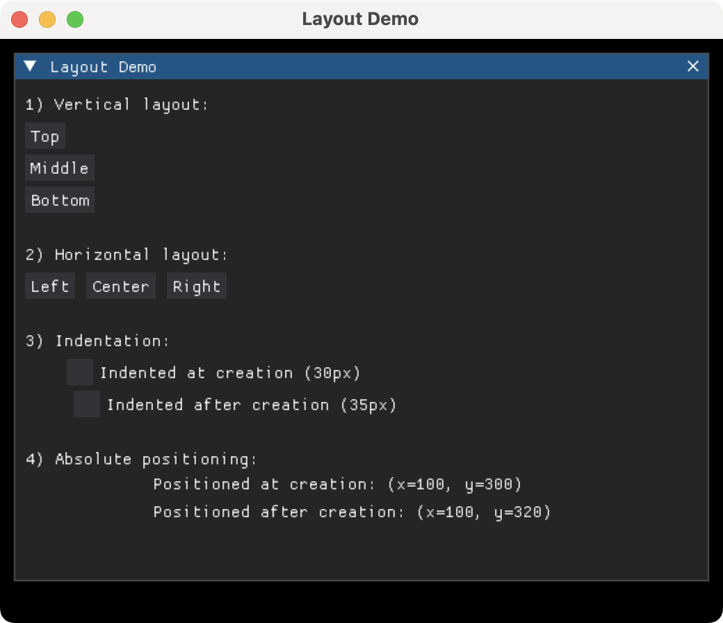 DearPyGui layouts