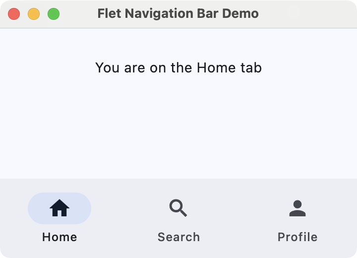 Flet navigation bar demo