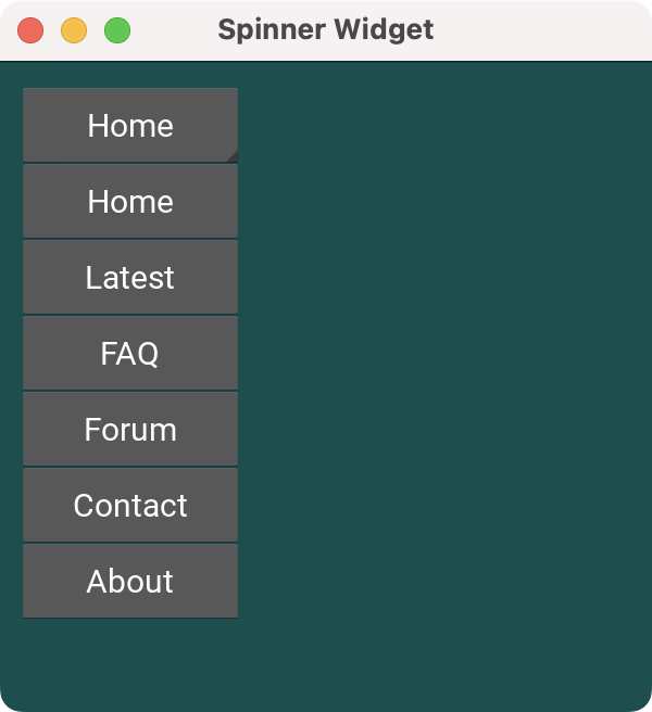 A Kivy app showing a Spinner Widget