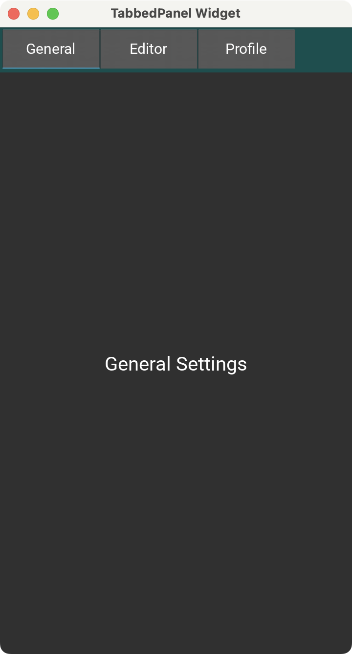 A Kivy app showing a TabbedPanel Widget