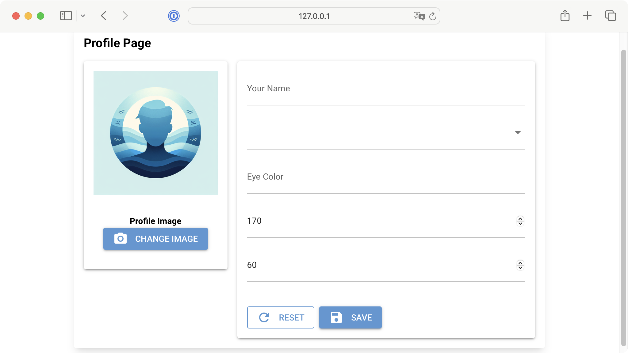 A Demo Profile Page Layout in NiceGUI