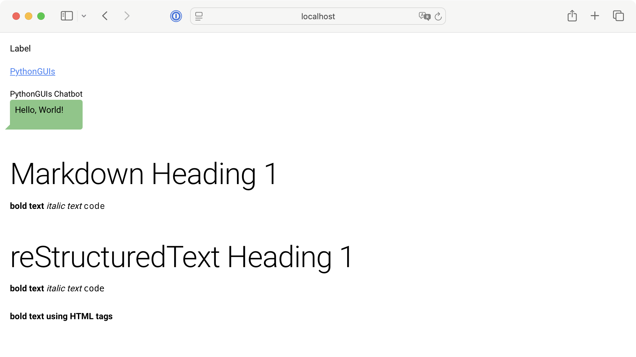 Text Elements Demo App in NiceGUI