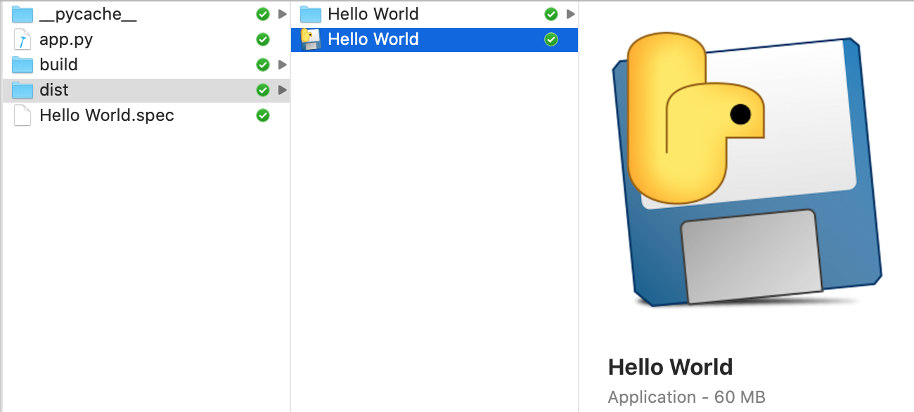 Application with custom name "Hello World"