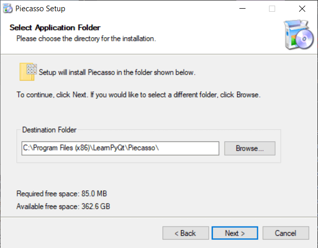 InstallForge, running the resulting installer