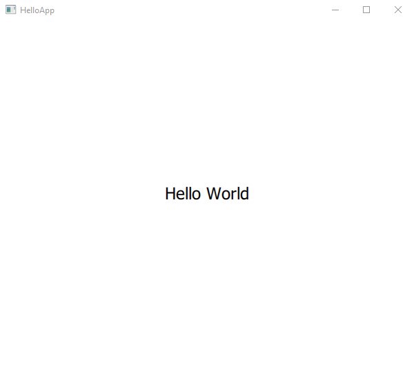 Hello World shown in an application