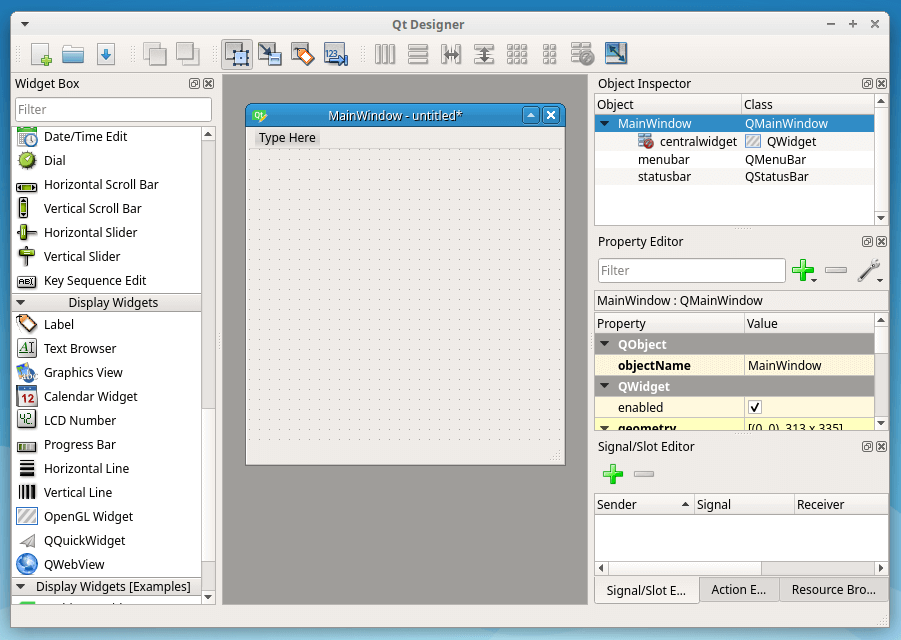 Qt Designer — Main Interface
