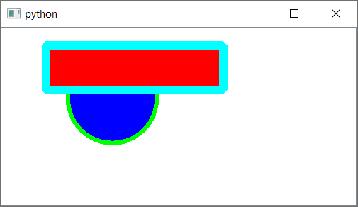 QGraphicsScene with two items &mdash; a rectangle and an ellipse