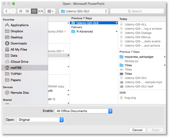 Standard GUI features — A file Open dialog