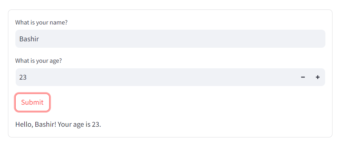 Streamlit form with submit button