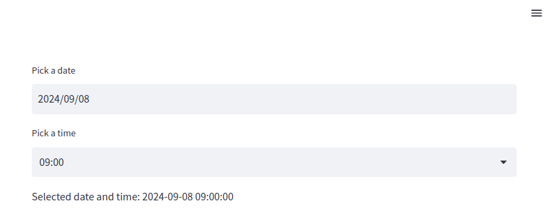 Combining Streamlit widgets for selecting date and time