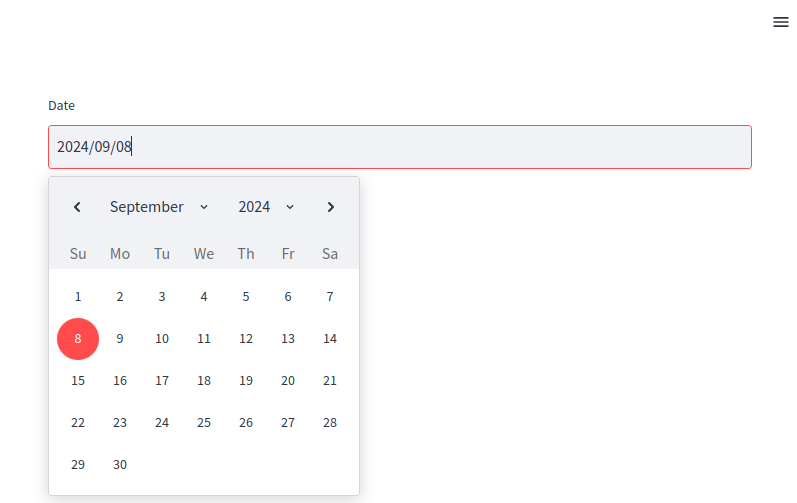 Streamlit date input