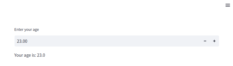 Streamlit numeric input