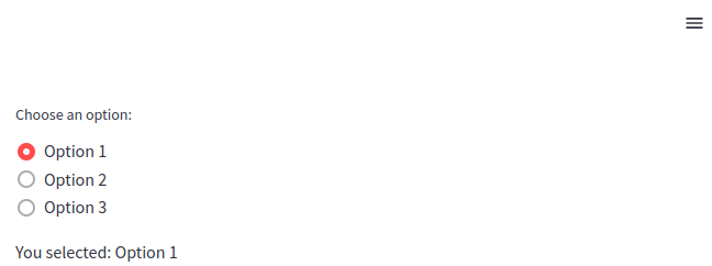 Streamlit radio buttons