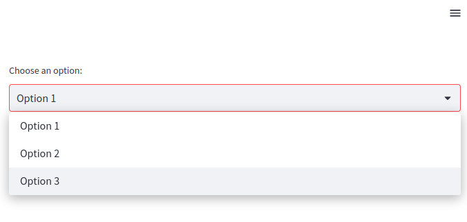 Streamlit select box