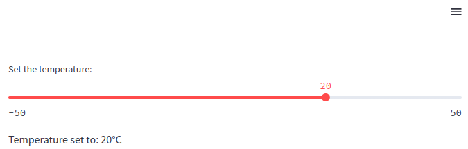 Streamlit slider widget with default value