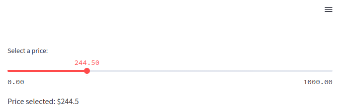Streamlit float slider widget