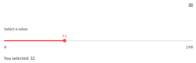 Streamlit slider widget