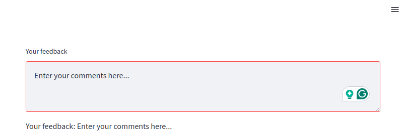 Streamlit text area for text input