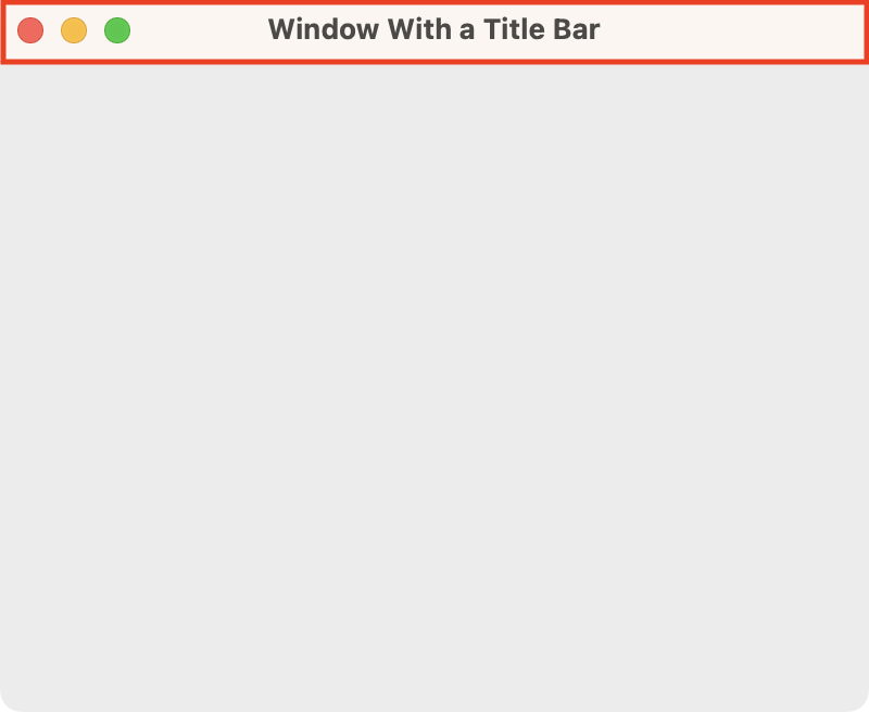 The default title bar highlighted on our example window