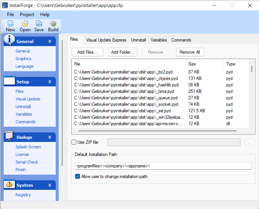 InstallForge configure optional run program on finish install