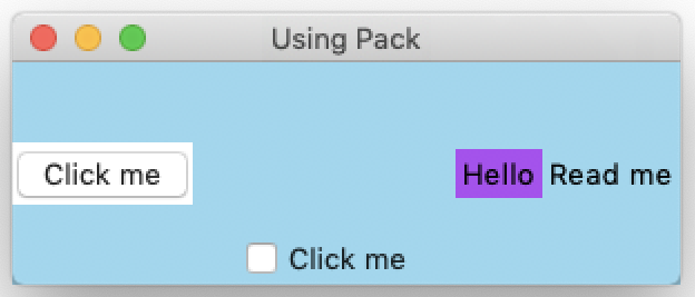 Example of how pack can arrange widgets