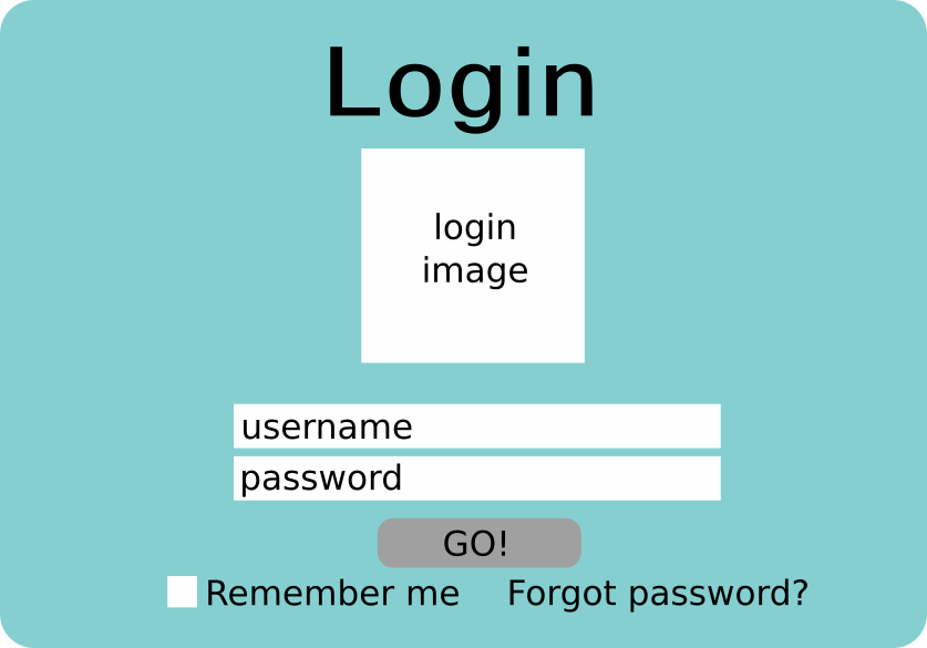 Layout for login UI, turquoise background