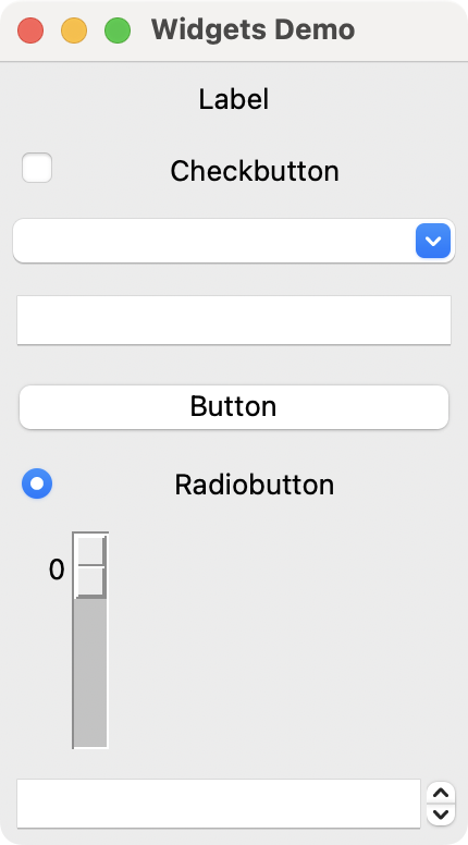 Tkinter's Widgets Demo on macOS