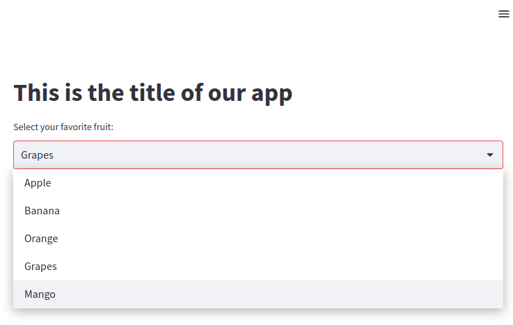 A dropdown box in your Streamlit UI