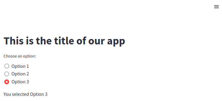 Radio buttons in your Streamlit UI